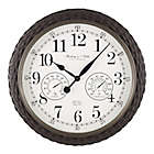 Alternate image 0 for Sterling & Noble&trade; Woven 23.5-Inch Outdoor Wall Clock/Weather Station in Dark Brown
