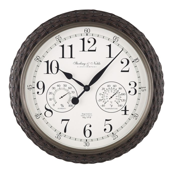 Sterling & Noble™ Woven 23.5Inch Outdoor Wall Clock/Weather Station in