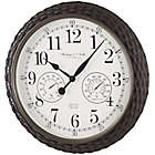 Alternate image 1 for Sterling & Noble&trade; Woven 23.5-Inch Outdoor Wall Clock/Weather Station in Dark Brown