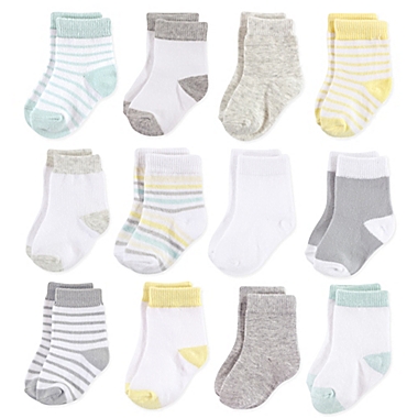 Hudson Baby&reg; 6-12M 12-Pack Basic Neutral Crew Socks. View a larger version of this product image.