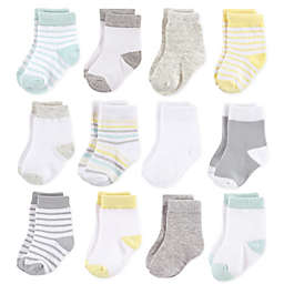 Hudson Baby® Size 0-6M 12-Pack Basic Neutral Crew Socks