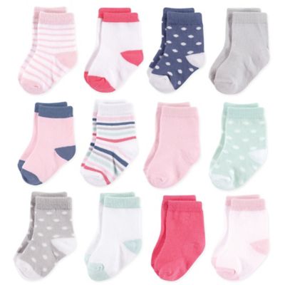 Hudson Baby® 12-Pack Basic Girl Crew 