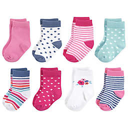Touched by Nature 8-Pack Floral Organic Cotton Socks in Pink