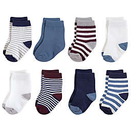 Touched by Nature Size 6-12M 8-Pack Stripe/Solid Organic Cotton Socks in Red