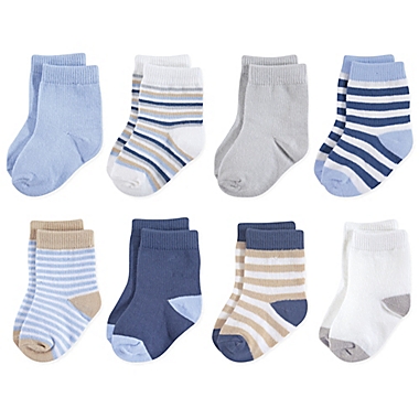 Touched by Nature 8-Pack Multicolor Stripe Organic Cotton Socks in Beige. View a larger version of this product image.
