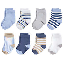 Touched by Nature Size 0-6M 8-Pack Multicolor Stripe Organic Cotton Socks in Beige