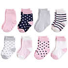 Alternate image 0 for Touched by Nature Size 6-12M 8-Pack Organic Socks in Pink
