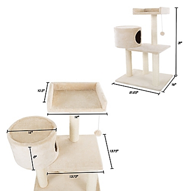 PETMAKER 34-Inch 3-Tier Cat Tree Condo in Brown. View a larger version of this product image.