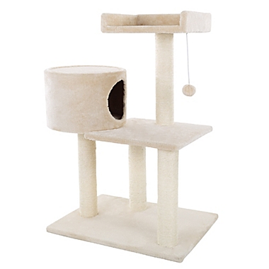 PETMAKER 34-Inch 3-Tier Cat Tree Condo in Brown. View a larger version of this product image.