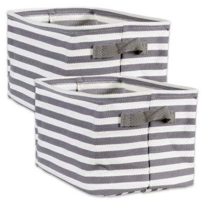 Design Imports Collapsible Fabric Striped Large Storage Bins (Set of 2)
