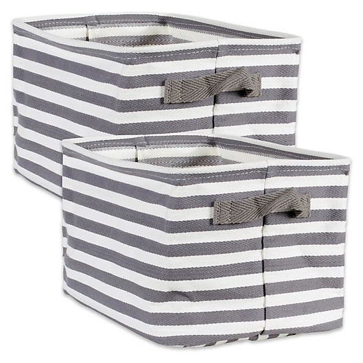 Alternate image 1 for Design Imports Collapsible Fabric Striped Large Storage Bins (Set of 2)