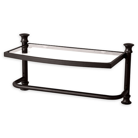 Org Wall Shelf With Towel Bar Bed, Bed Bath And Beyond Glass Bathroom Shelves
