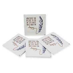 Thirstystone® Dolomite Decide on Happy Square Coasters (Set of 4)