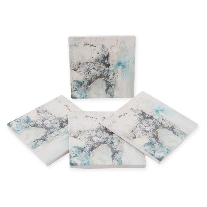 Thirstystone® Dolomite Sea Glass Square Coasters (Set of 4) Bed Bath