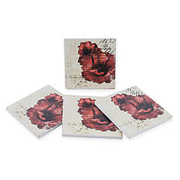 Thirstystone® Dolomite Red Poppy Square Coasters (Set of 4)