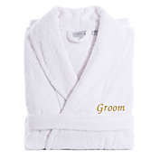 Linum Home Textiles Size Small/Medium Groom Bathrobe in White/Gold