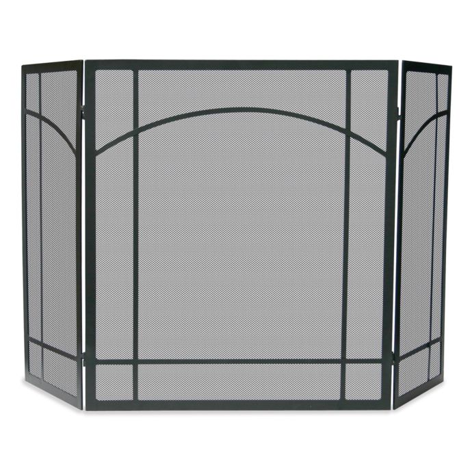 Uniflame 3 Fold Mission Design Fireplace Screen In Black Wrought