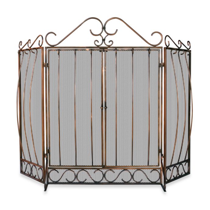 Uniflame 3 Fold Venetian Fireplace Screen With Bowed Bar