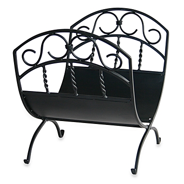 UniFlame&reg; Log Rack with Scrolls in Black Wrought Iron. View a larger version of this product image.
