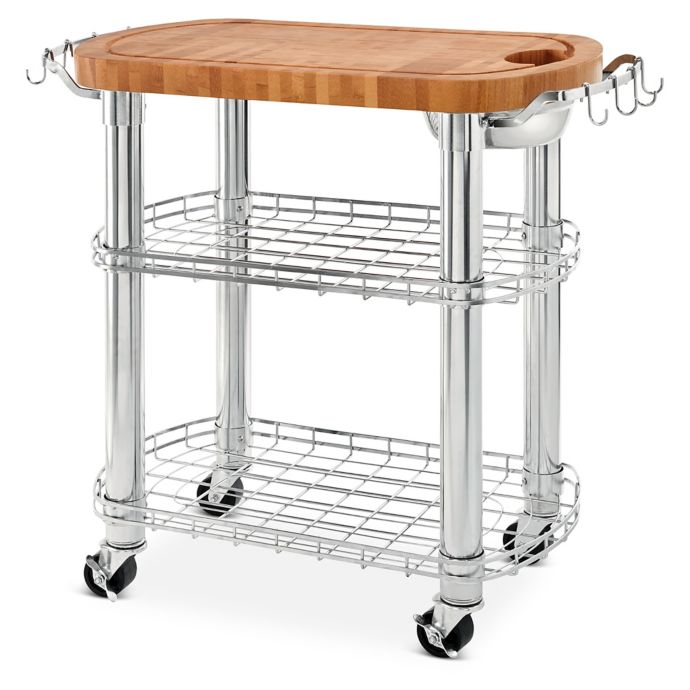 Seville Classics Stainless Steel Oval Kitchen Island Cart ...