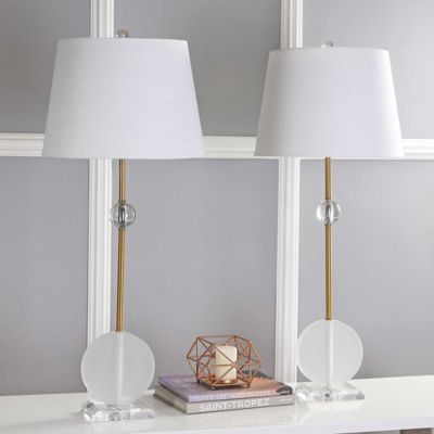JONATHAN Y Spencer 34" Crystal LED Table Lamp in Brass (Set 2)