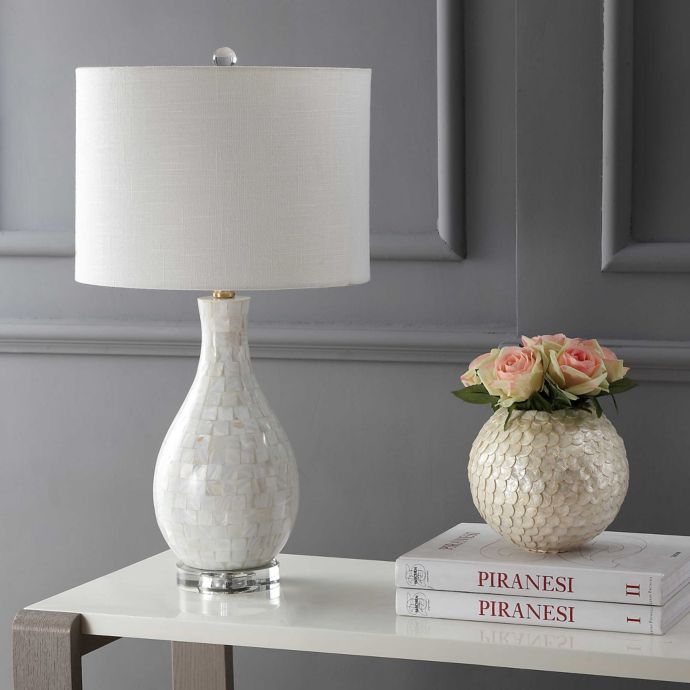 Jonathan Y Josephine 26 5 Seashell Led Table Lamp In White Bed Bath Beyond