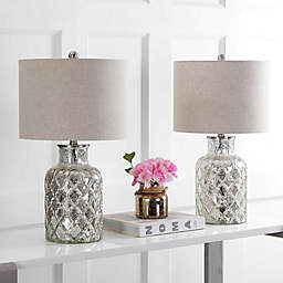 JONATHAN Y Alvord 24.5" LED Glass Table Lamp in Silver (Set 2)