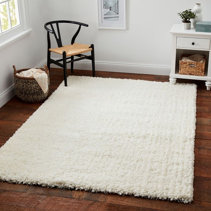 Carpet Art Deco Universal Microfiber Shag Rug In White