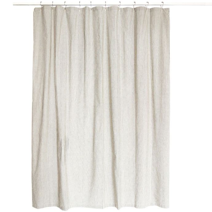 ticking stripe shower curtain long