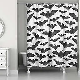 Designs Direct Watercolor Bats Shower Curtain in Black