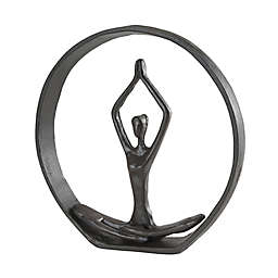 Dayna B. Namaste Circle Yoga Pose Iron Sculpture in Brown