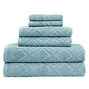 Gemstone Jacquard 6-Piece Towel Set in Aquamarine