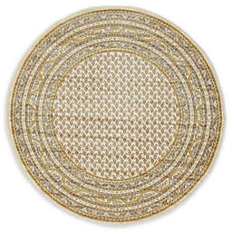 Unique Loom Tribeca 5' Round Power-Loomed Area Rug in Beige