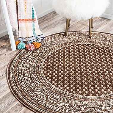Unique Loom Tribeca 5&#39; Round Power-Loomed Area Rug in Brown. View a larger version of this product image.