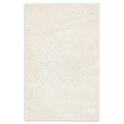 Unique Loom Carved Floral Shag Area Rug in Ivory