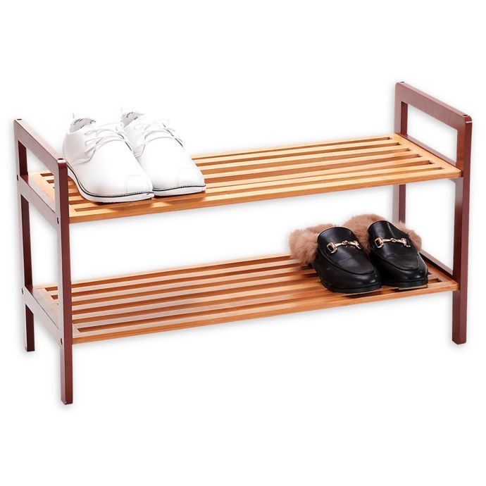 New Ridge Home Goods 2 Tier Bamboo Shoe Rack Bed Bath And Beyond Canada