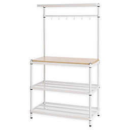 Design Ideas® MeshWorks 3-Shelf Utility Storage Rack with Wooden Top in White