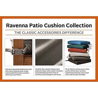 Classic Accessories&reg; Ravenna Rectangle Patio Seat Cushion Slip Cover and Foam in Blue. View a larger version of this product image.