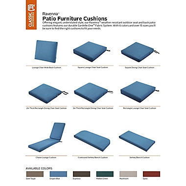 Classic Accessories&reg; Ravenna Rectangle Patio Seat Cushion Slip Cover and Foam in Blue. View a larger version of this product image.