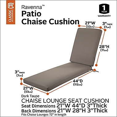 Classic Accessories&reg; Ravenna 72-Inch x 21-Inch Patio Chaise Lounge Cushion in Dark Taupe. View a larger version of this product image.