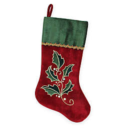 Northlight Embroidered Holly Christmas Stocking
