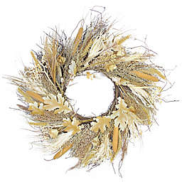 24-Inch Harvest Cattail Decorative Wreath in Cream
