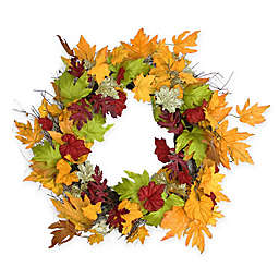 Northlight 22-Inch Maple Leaf Thanksgiving Floral Wreath