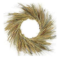 22-Inch Artificial Wheat, Grass & Grapevine Thanksgiving Wreath