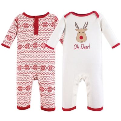 Hudson Baby&reg; 2-Pack Reindeer and Snowflakes Coveralls in Red