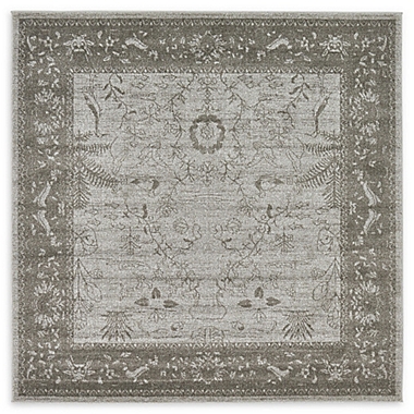 Unique Loom Floral La Jolla 6&#39; x 6&#39; Power-Loomed Area Rug in Light Grey. View a larger version of this product image.