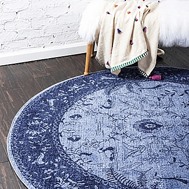 Unique Loom La Jolla 3&#39; Round Accent Rug in Blue. View a larger version of this product image.