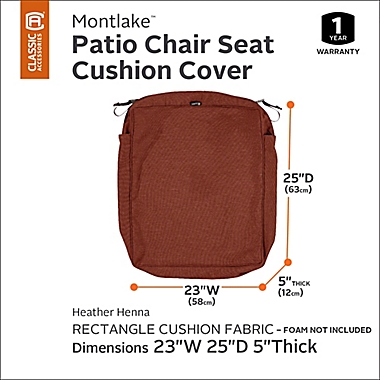 Classic Accessories&reg; Montlake 23-Inch x 25-Inch Outdoor Seat Cushion Slipcover in Heather Red. View a larger version of this product image.