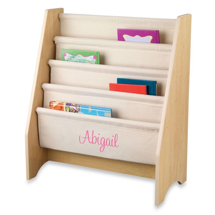 Kidkraft Personalized Girl S Sling Bookcase In Natural With Pink