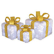 National Tree Company&reg; 10-Inch Acrylic LED Gift Box Set in White/Gold (Set of 3)